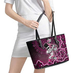 Sydney Sixers Cricket Mascot Leather Tote Bag Aboriginal Dot Art Pink And Black Tribal Pattern