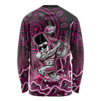 Sydney Sixers Cricket Mascot Long Sleeve Shirt Aboriginal Dot Art Pink And Black Tribal Pattern