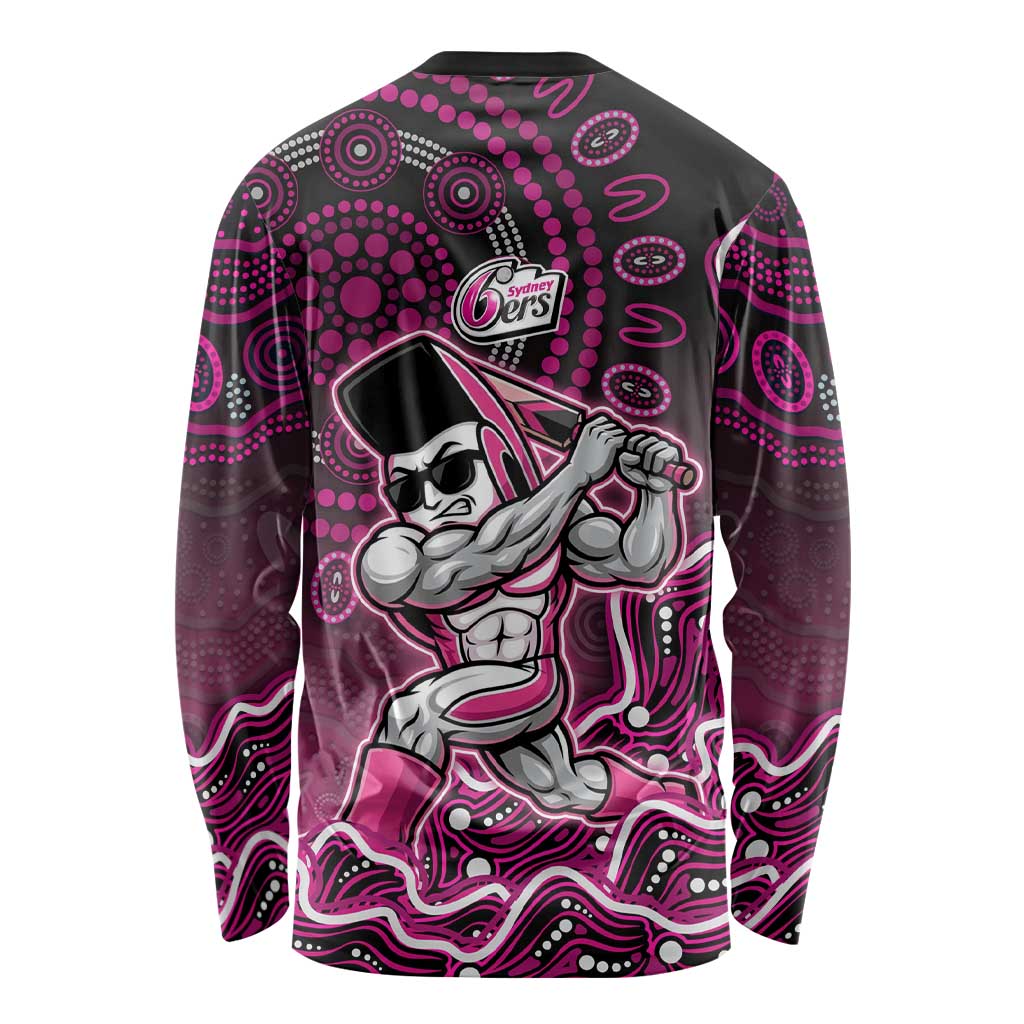 Sydney Sixers Cricket Mascot Long Sleeve Shirt Aboriginal Dot Art Pink And Black Tribal Pattern