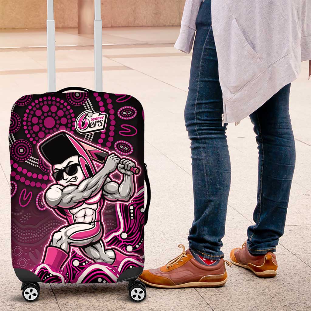 Sydney Sixers Cricket Mascot Luggage Cover Aboriginal Dot Art Pink And Black Tribal Pattern