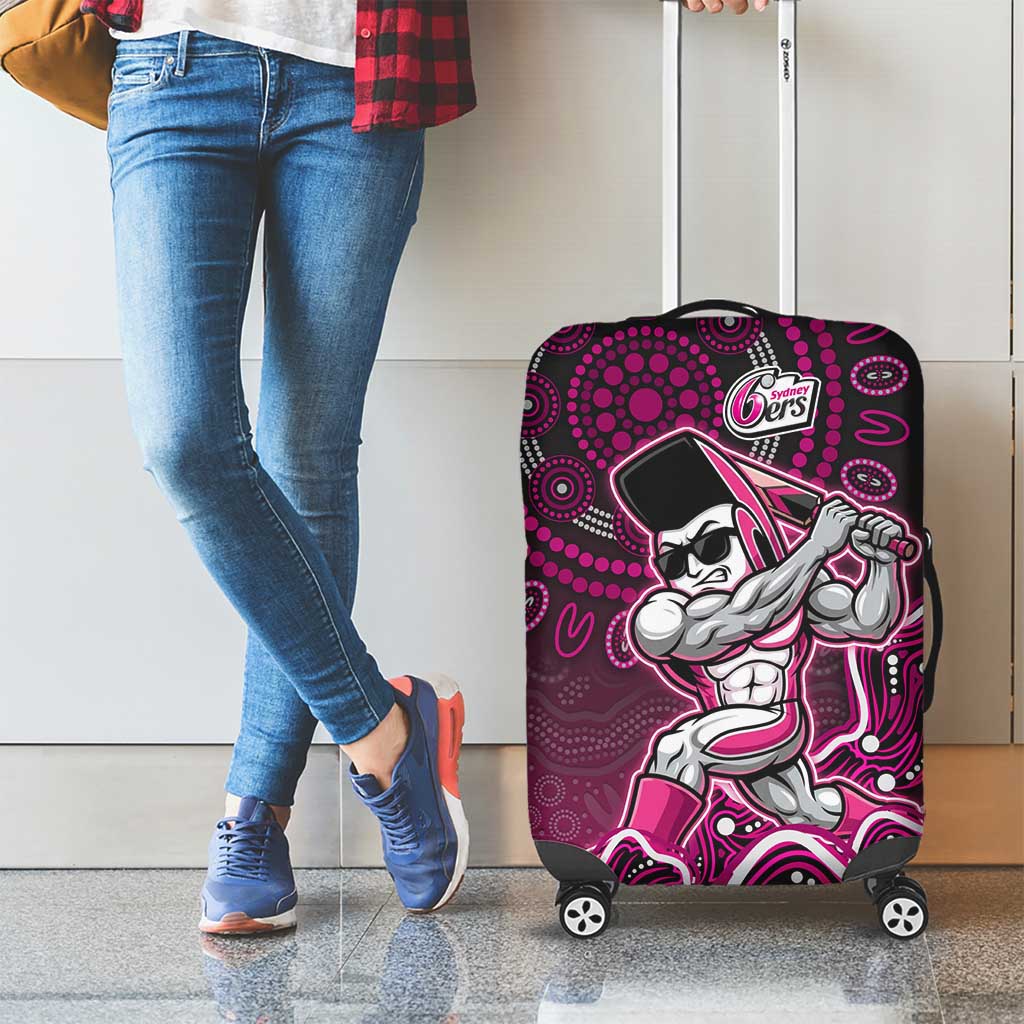 Sydney Sixers Cricket Mascot Luggage Cover Aboriginal Dot Art Pink And Black Tribal Pattern