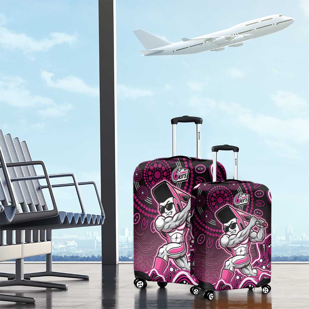 Sydney Sixers Cricket Mascot Luggage Cover Aboriginal Dot Art Pink And Black Tribal Pattern