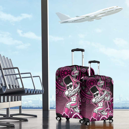 Sydney Sixers Cricket Mascot Luggage Cover Aboriginal Dot Art Pink And Black Tribal Pattern
