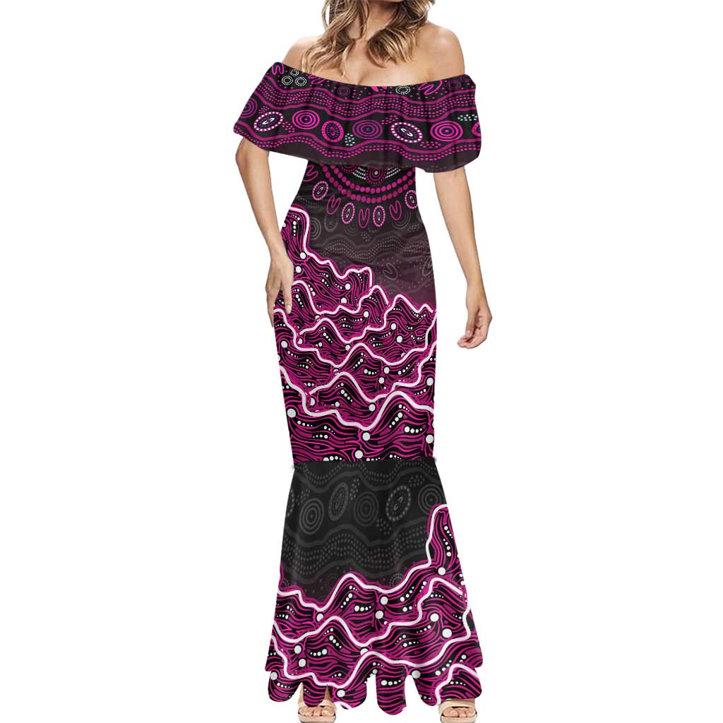 Sydney Sixers Cricket Mascot Mermaid Dress Aboriginal Dot Art Pink And Black Tribal Pattern