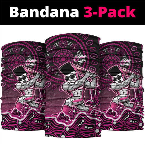 Sydney Sixers Cricket Mascot Neck Gaiter Aboriginal Dot Art Pink And Black Tribal Pattern