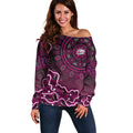 Sydney Sixers Cricket Mascot Off Shoulder Sweater Aboriginal Dot Art Pink And Black Tribal Pattern