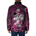 Sydney Sixers Cricket Mascot Padded Jacket Aboriginal Dot Art Pink And Black Tribal Pattern