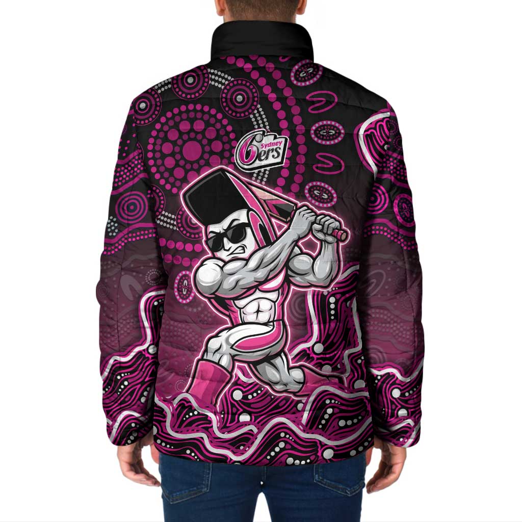 Sydney Sixers Cricket Mascot Padded Jacket Aboriginal Dot Art Pink And Black Tribal Pattern