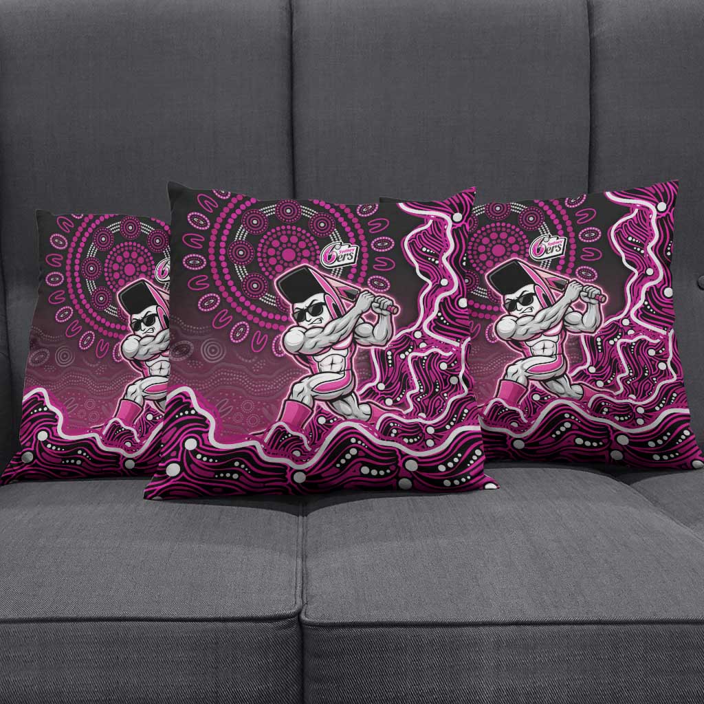 Sydney Sixers Cricket Mascot Pillow Cover Aboriginal Dot Art Pink And Black Tribal Pattern