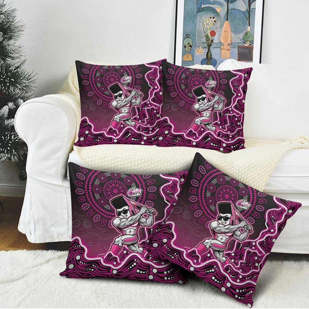 Sydney Sixers Cricket Mascot Pillow Cover Aboriginal Dot Art Pink And Black Tribal Pattern