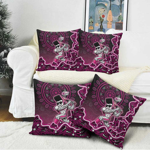 Sydney Sixers Cricket Mascot Pillow Cover Aboriginal Dot Art Pink And Black Tribal Pattern