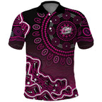 Sydney Sixers Cricket Mascot Polo Shirt Aboriginal Dot Art Pink And Black Tribal Pattern