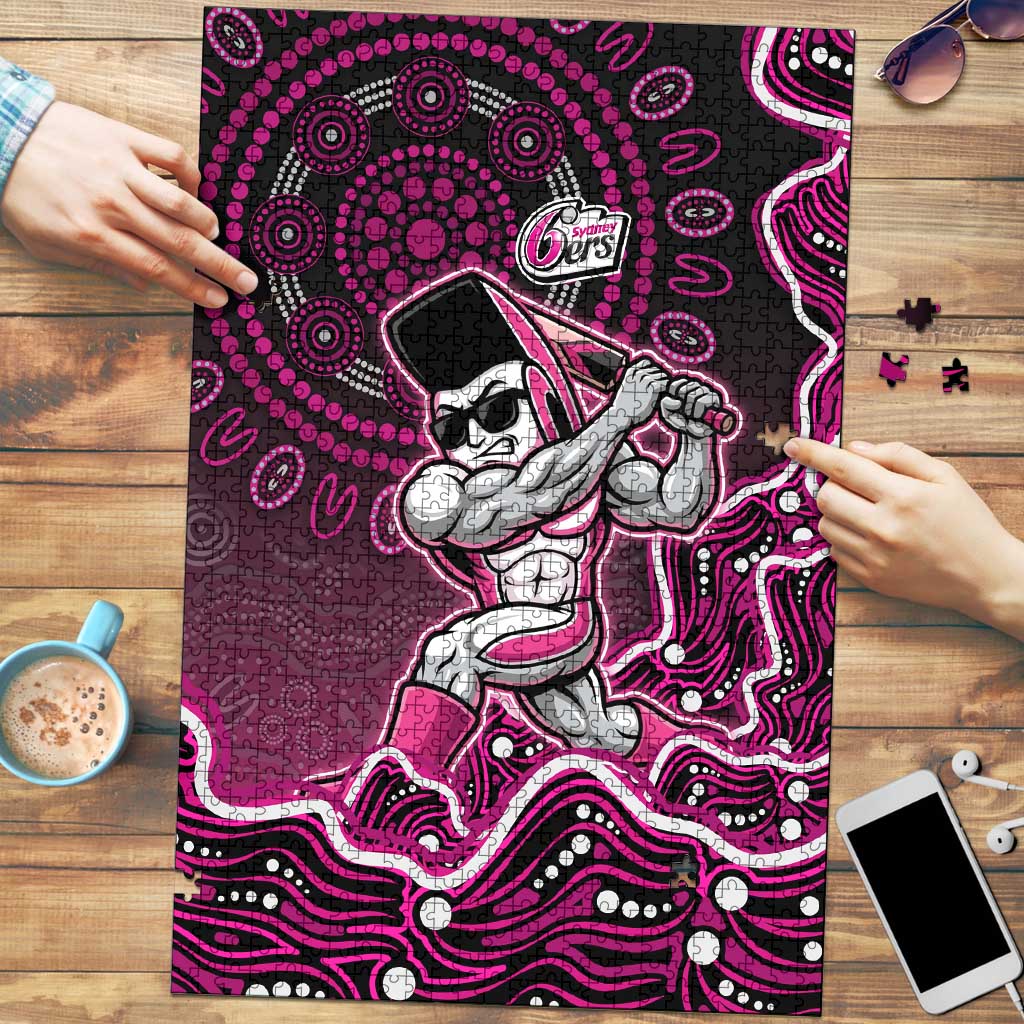 Sydney Sixers Cricket Mascot Puzzle Aboriginal Dot Art Pink And Black Tribal Pattern
