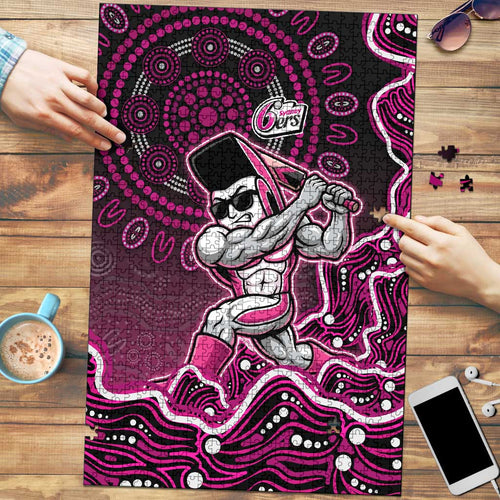 Sydney Sixers Cricket Mascot Puzzle Aboriginal Dot Art Pink And Black Tribal Pattern