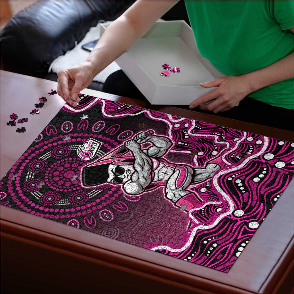 Sydney Sixers Cricket Mascot Puzzle Aboriginal Dot Art Pink And Black Tribal Pattern