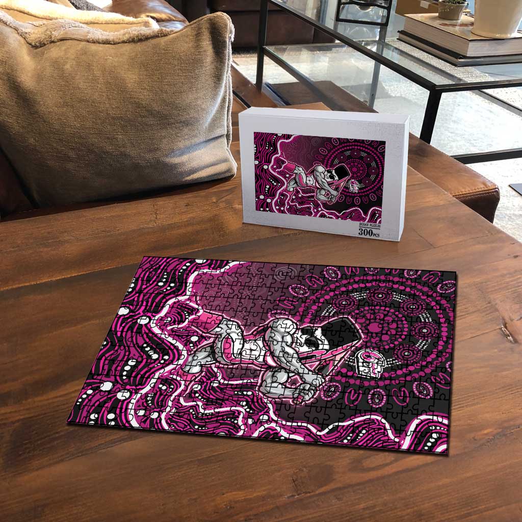 Sydney Sixers Cricket Mascot Puzzle Aboriginal Dot Art Pink And Black Tribal Pattern