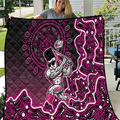 Sydney Sixers Cricket Mascot Quilt Aboriginal Dot Art Pink And Black Tribal Pattern