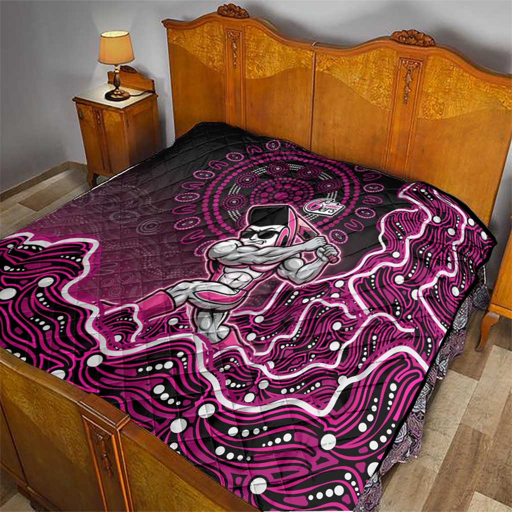 Sydney Sixers Cricket Mascot Quilt Aboriginal Dot Art Pink And Black Tribal Pattern