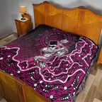 Sydney Sixers Cricket Mascot Quilt Aboriginal Dot Art Pink And Black Tribal Pattern