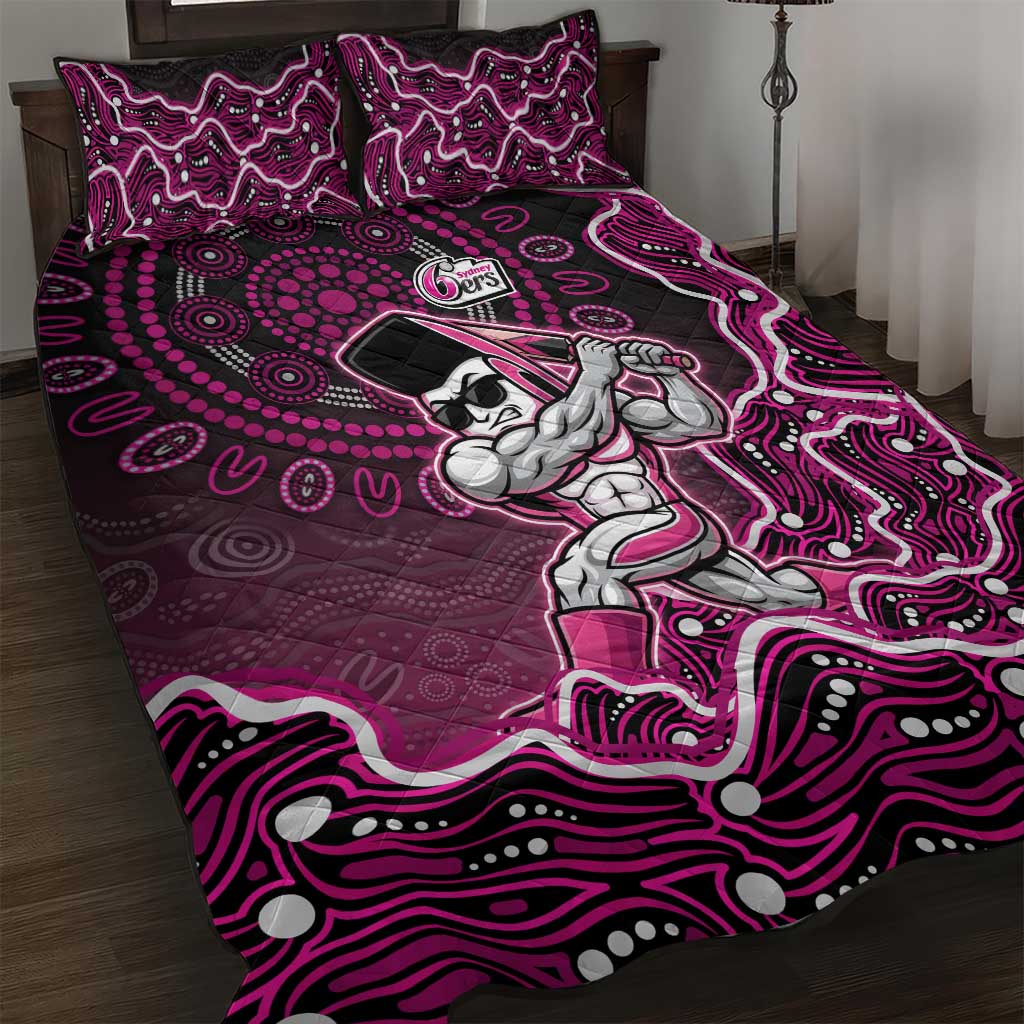 Sydney Sixers Cricket Mascot Quilt Bed Set Aboriginal Dot Art Pink And Black Tribal Pattern