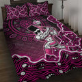 Sydney Sixers Cricket Mascot Quilt Bed Set Aboriginal Dot Art Pink And Black Tribal Pattern