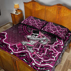 Sydney Sixers Cricket Mascot Quilt Bed Set Aboriginal Dot Art Pink And Black Tribal Pattern