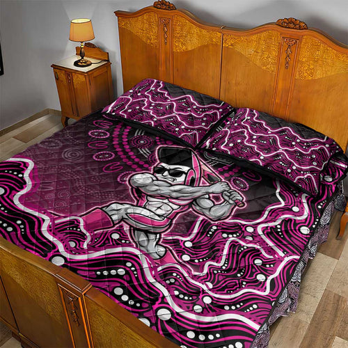 Sydney Sixers Cricket Mascot Quilt Bed Set Aboriginal Dot Art Pink And Black Tribal Pattern