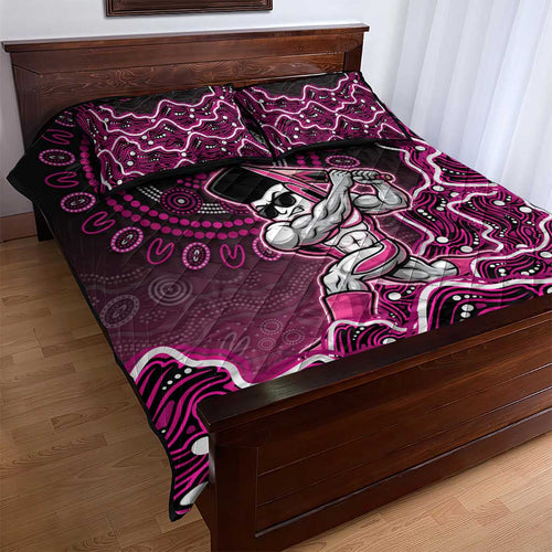 Sydney Sixers Cricket Mascot Quilt Bed Set Aboriginal Dot Art Pink And Black Tribal Pattern