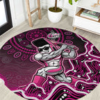 Sydney Sixers Cricket Mascot Round Carpet Aboriginal Dot Art Pink And Black Tribal Pattern