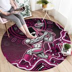 Sydney Sixers Cricket Mascot Round Carpet Aboriginal Dot Art Pink And Black Tribal Pattern