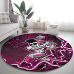 Sydney Sixers Cricket Mascot Round Carpet Aboriginal Dot Art Pink And Black Tribal Pattern