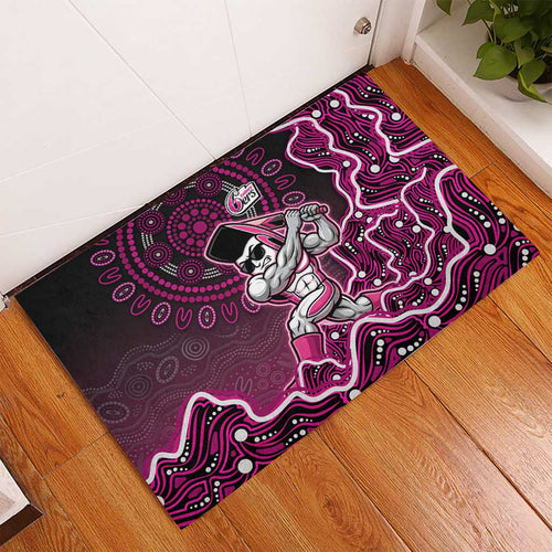 Sydney Sixers Cricket Mascot Rubber Doormat Aboriginal Dot Art Pink And Black Tribal Pattern