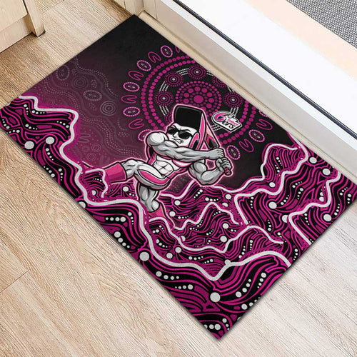 Sydney Sixers Cricket Mascot Rubber Doormat Aboriginal Dot Art Pink And Black Tribal Pattern