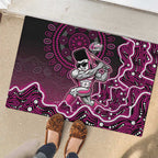 Sydney Sixers Cricket Mascot Rubber Doormat Aboriginal Dot Art Pink And Black Tribal Pattern