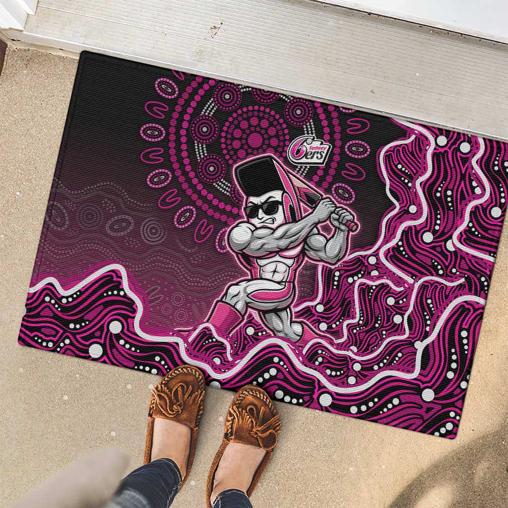 Sydney Sixers Cricket Mascot Rubber Doormat Aboriginal Dot Art Pink And Black Tribal Pattern