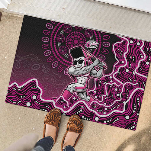Sydney Sixers Cricket Mascot Rubber Doormat Aboriginal Dot Art Pink And Black Tribal Pattern