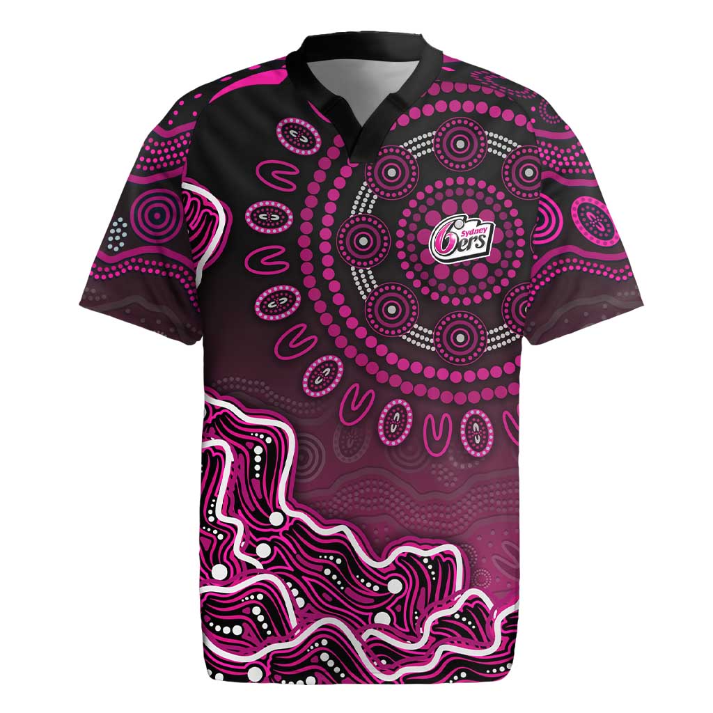 Sydney Sixers Cricket Mascot Rugby Jersey Aboriginal Dot Art Pink And Black Tribal Pattern