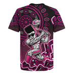 Sydney Sixers Cricket Mascot Rugby Jersey Aboriginal Dot Art Pink And Black Tribal Pattern