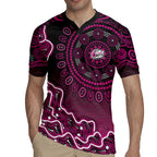 Sydney Sixers Cricket Mascot Rugby Jersey Aboriginal Dot Art Pink And Black Tribal Pattern