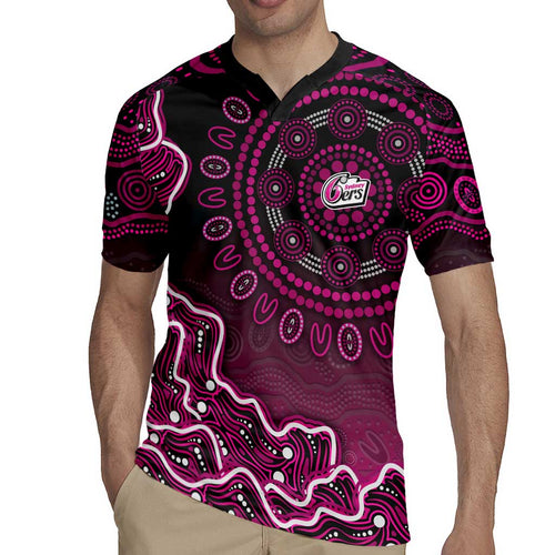 Sydney Sixers Cricket Mascot Rugby Jersey Aboriginal Dot Art Pink And Black Tribal Pattern