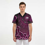 Sydney Sixers Cricket Mascot Scrub Top Aboriginal Dot Art Pink And Black Tribal Pattern