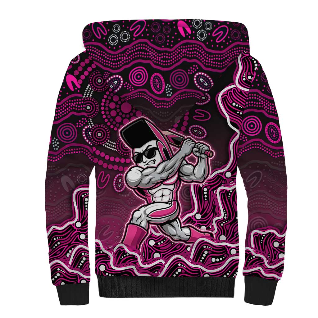 Sydney Sixers Cricket Mascot Sherpa Hoodie Aboriginal Dot Art Pink And Black Tribal Pattern