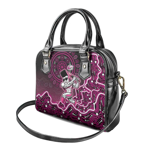 Sydney Sixers Cricket Mascot Shoulder Handbag Aboriginal Dot Art Pink And Black Tribal Pattern