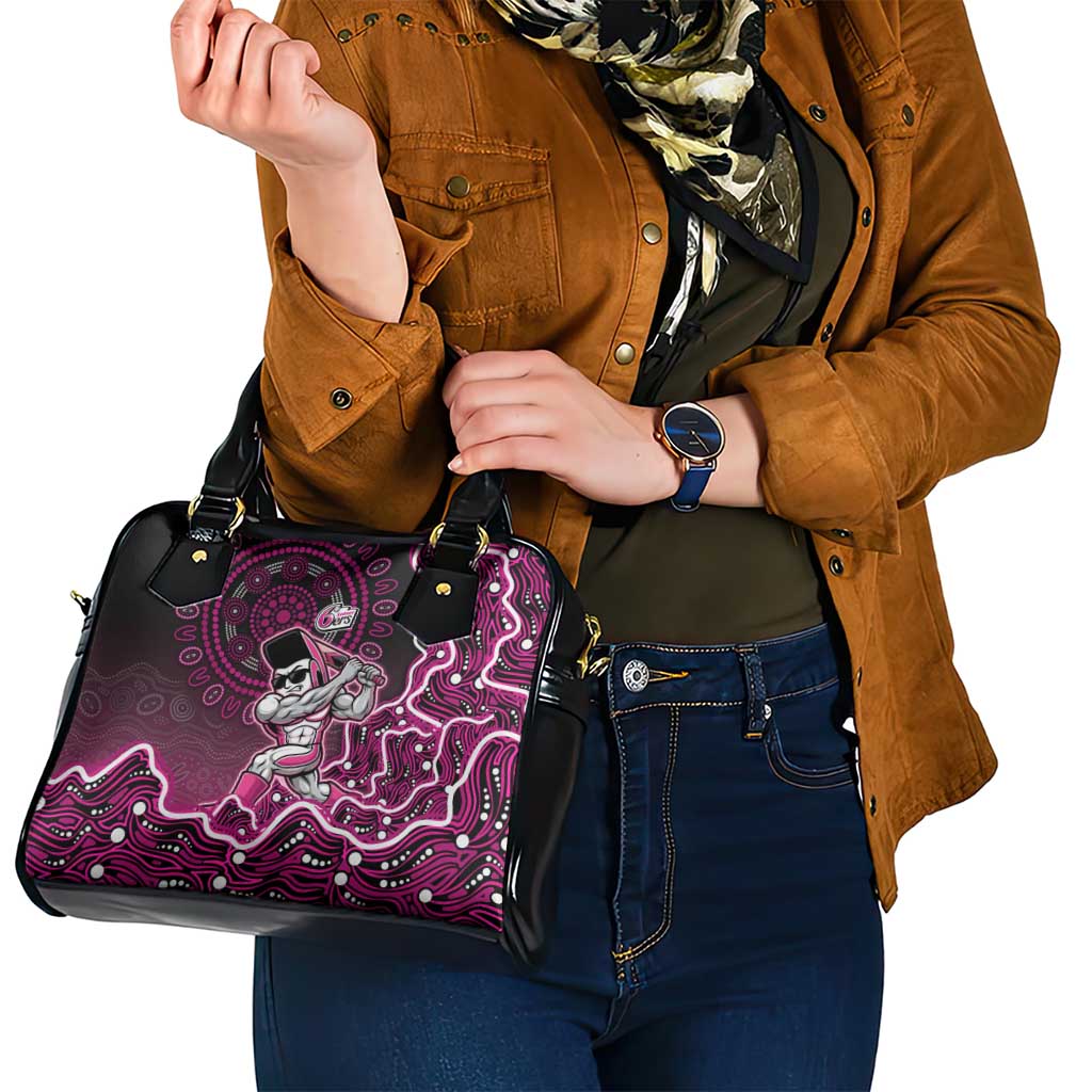 Sydney Sixers Cricket Mascot Shoulder Handbag Aboriginal Dot Art Pink And Black Tribal Pattern
