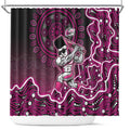 Sydney Sixers Cricket Mascot Shower Curtain Aboriginal Dot Art Pink And Black Tribal Pattern