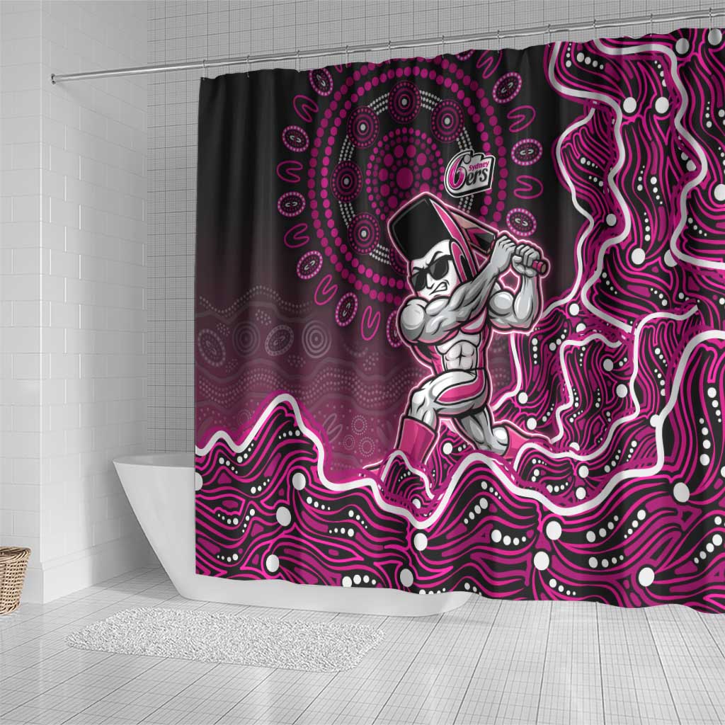 Sydney Sixers Cricket Mascot Shower Curtain Aboriginal Dot Art Pink And Black Tribal Pattern