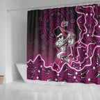 Sydney Sixers Cricket Mascot Shower Curtain Aboriginal Dot Art Pink And Black Tribal Pattern