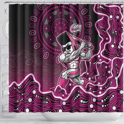 Sydney Sixers Cricket Mascot Shower Curtain Aboriginal Dot Art Pink And Black Tribal Pattern