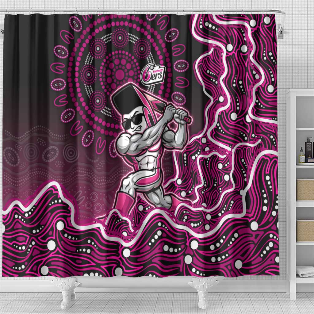 Sydney Sixers Cricket Mascot Shower Curtain Aboriginal Dot Art Pink And Black Tribal Pattern