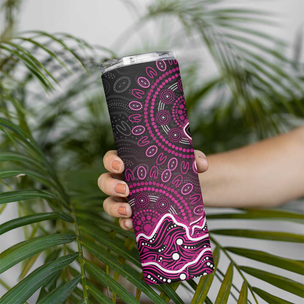 Sydney Sixers Cricket Mascot Skinny Tumbler Aboriginal Dot Art Pink And Black Tribal Pattern